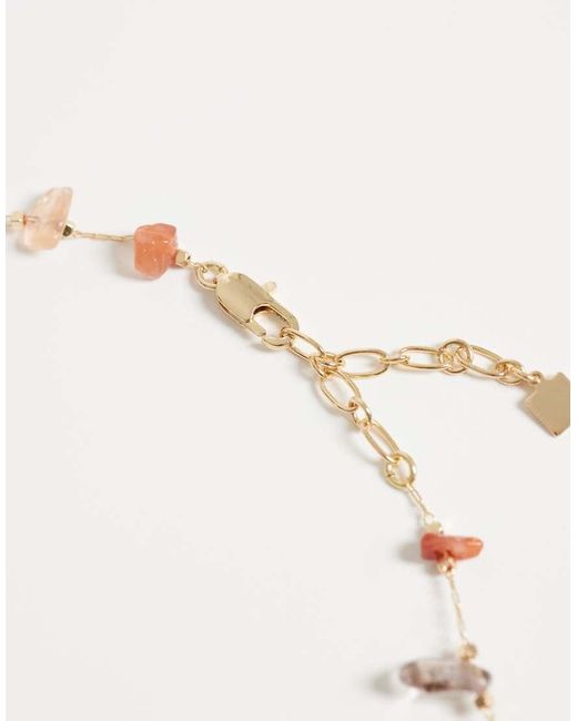 ASOS White Lariat Necklace With Semi-precious Chippings