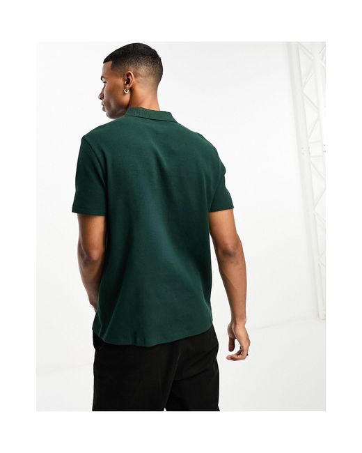 ASOS Green Waffle Polo With Zip for men