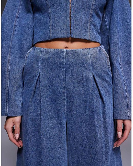ASOS Blue Co-ord Wide Leg Denim Jeans With Corset Detail