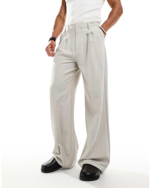 Collusion Gray Relaxed Wide Leg Tailored Pants for men