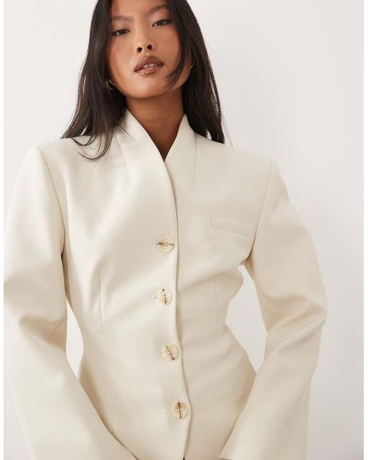 Miss Selfridge Natural Collarless Blazer