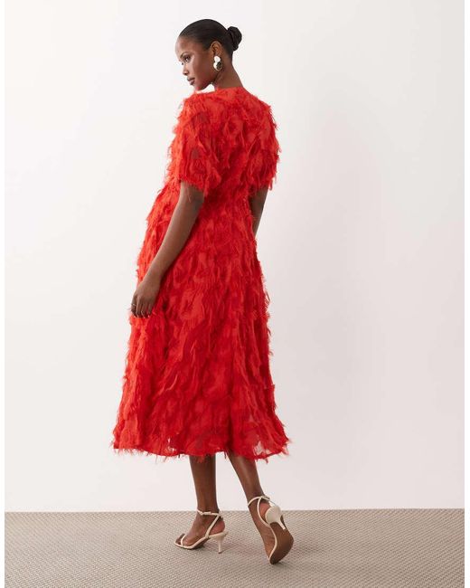 Y.A.S Textured V Neck Midi Dress