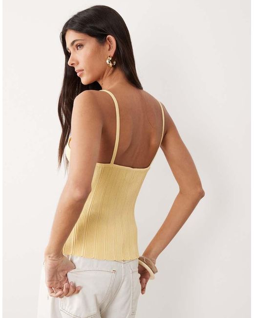 SNDY'S Natural Rib Knit Beaded Front Cami Top