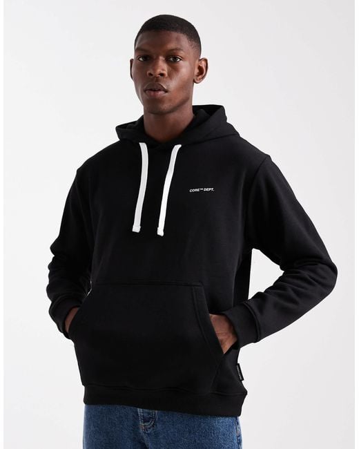 Jack & Jones Black Oversized Project Core Back Print Hoodie for men