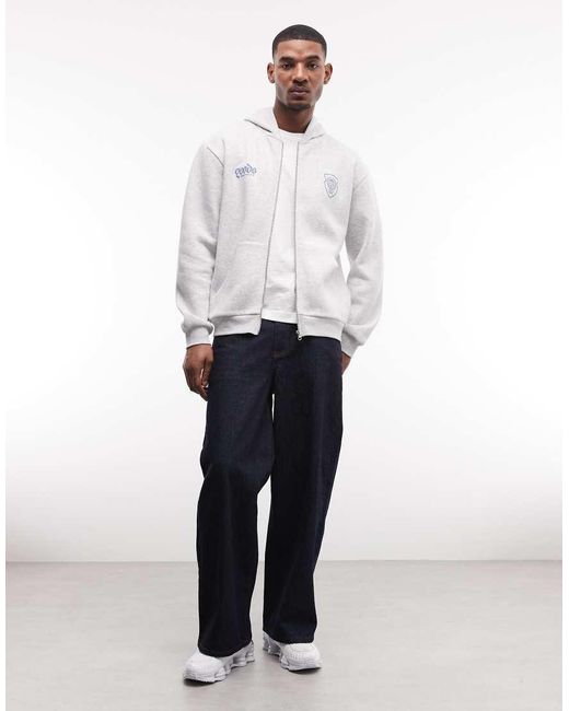 ASOS Gray Relaxed Zip-through With Text Print for men