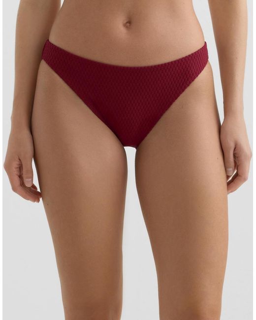 Oysho Red Mini Check Jacquard Classic Bikini Briefs