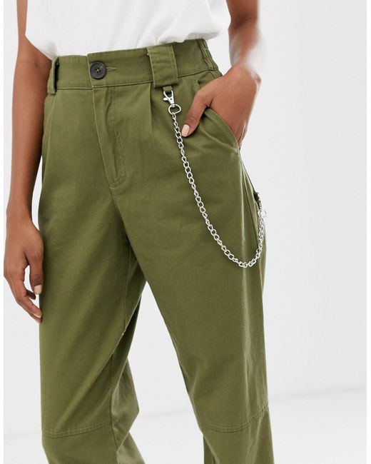 Stradivarius Cargo Pants With Chain in Green Lyst