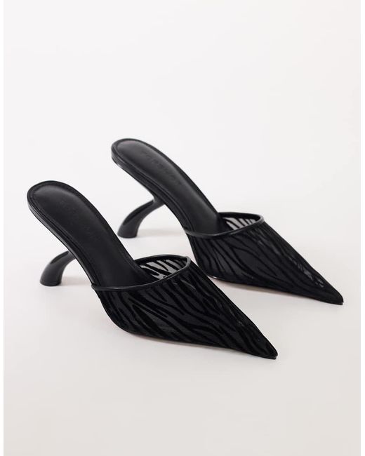 TOPSHOP Black Alessio Angular Heel Pointed Court Shoe