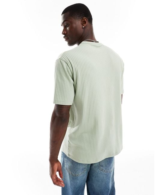 T-shirt côtelé décontracté - sauge ASOS pour homme en coloris Green
