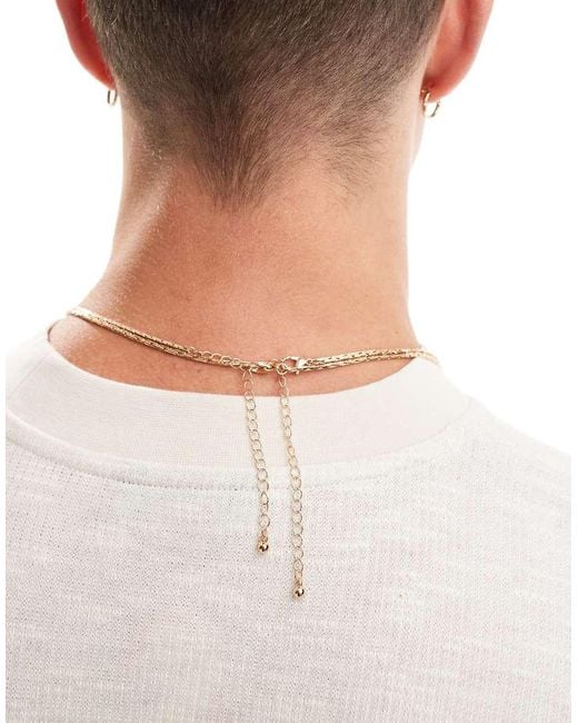 ASOS Natural 2 Pack Skinny Chain Necklace Set for men