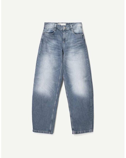 Bershka Blue Barrel Jeans