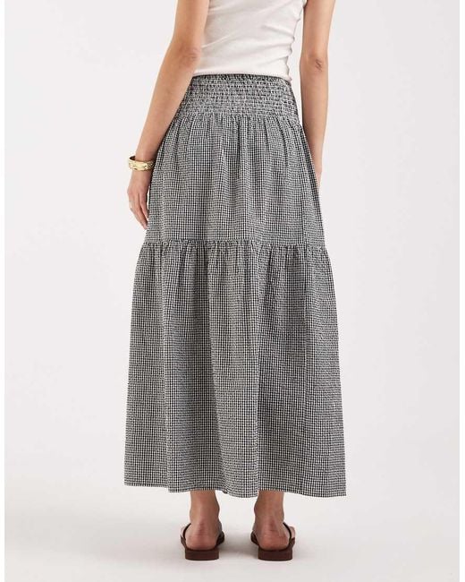 JJXX Gray Seersucker Gingham Maxi Skirt
