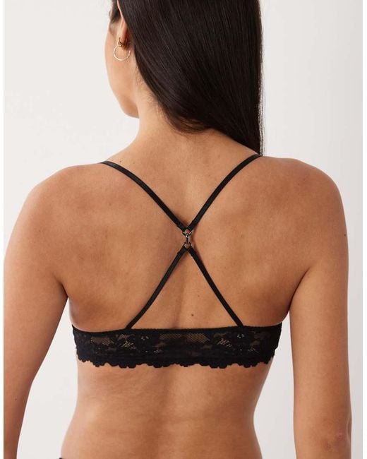 ASOS Black Ruby Lace Underwire Bra With Front Closure And Cross Back Detail