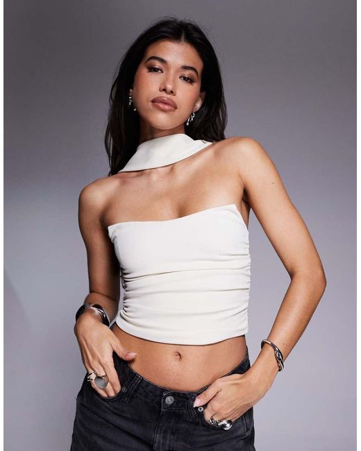 ASOS Bandeau-Top Met Sjaalhals in het Gray