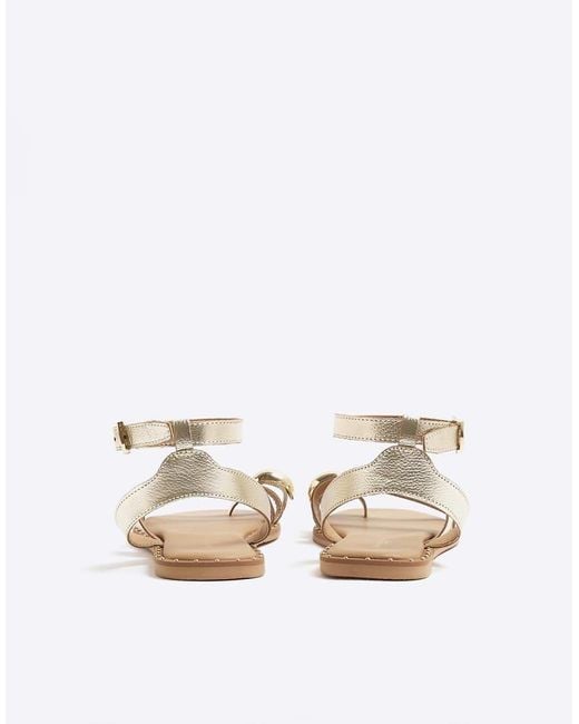 River Island Natural Studded Toe Clip Sandals