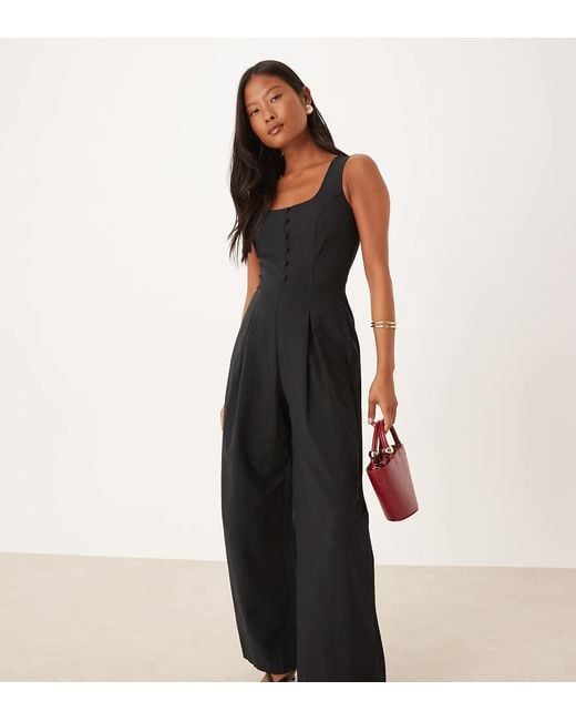 Nobody's Child Petite Blue Leona Square Neck Jumpsuit