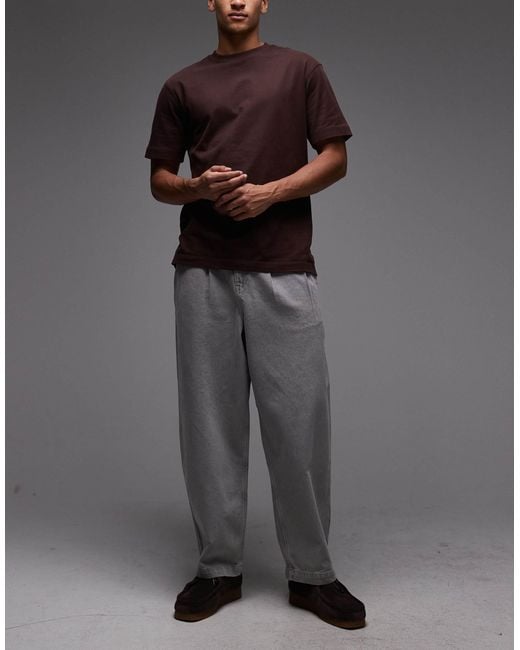 ASOS Gray Oversized Tapered Jeans for men