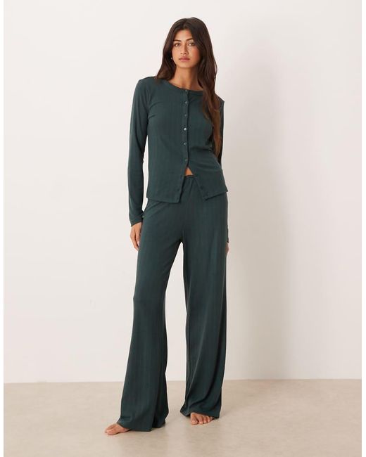 Abercrombie & Fitch Green Pointelle Pyjama Cardigan Co-ord