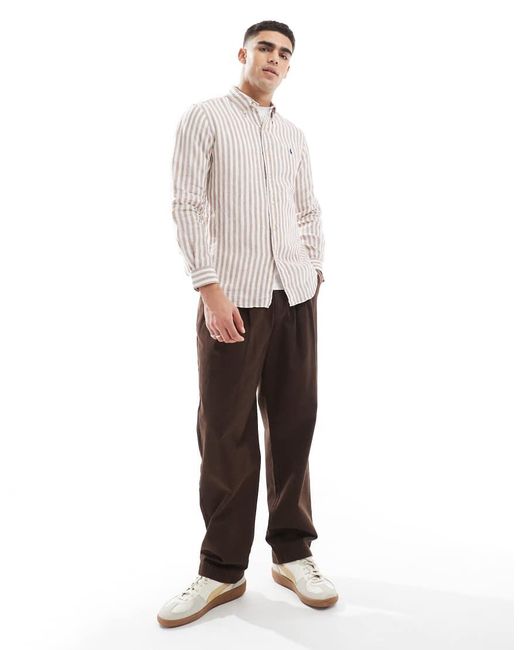 Camicia Custom Fit E Bianca A Righe Con Logo di Polo Ralph Lauren in White da Uomo