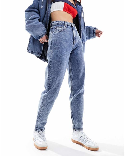 Tommy Hilfiger Blue Ultra High Tapered Mom Jeans