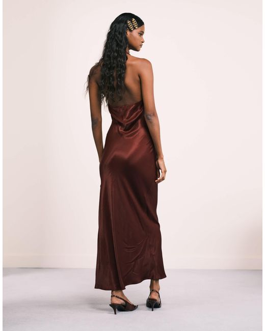 iro harmonie knotted halter dress Rosario Halter Sheer Maxi Dress | Plum | Womens main image 0
