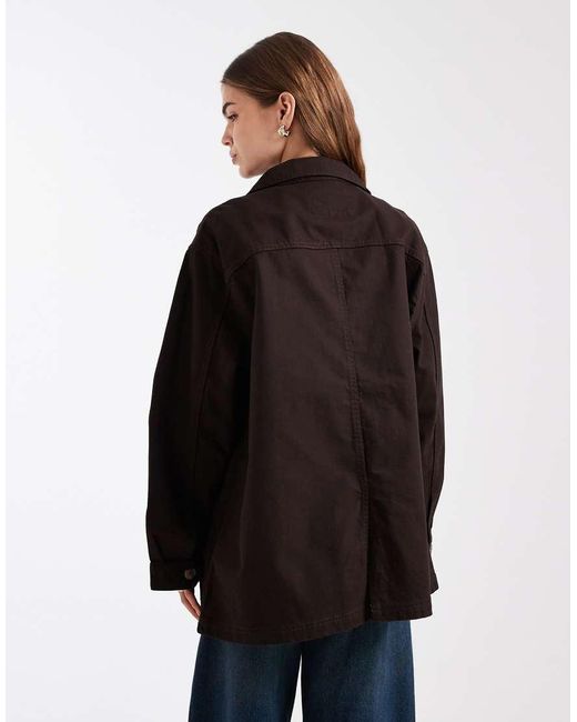 ASOS Black Oversized Cotton Harrington Jacket