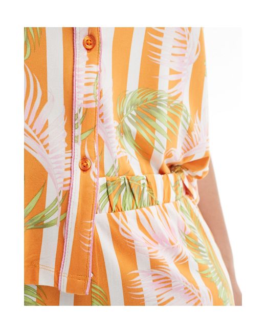 Chelsea Peers Orange Curve Poly Jersey Short Sleeve And Short Pyjama Set