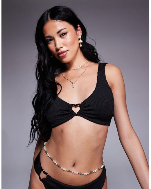 The Frolic Black – exklusives, gekräuseltes bikinioberteil