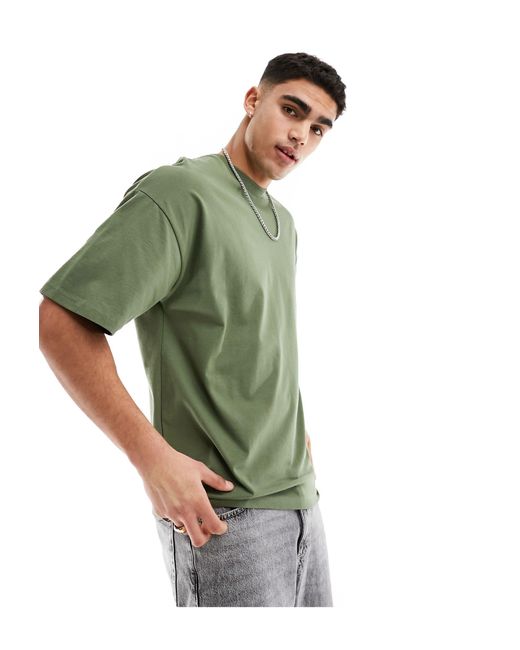 SELECTED Green Oversized Heavy Weight T-shirt for men