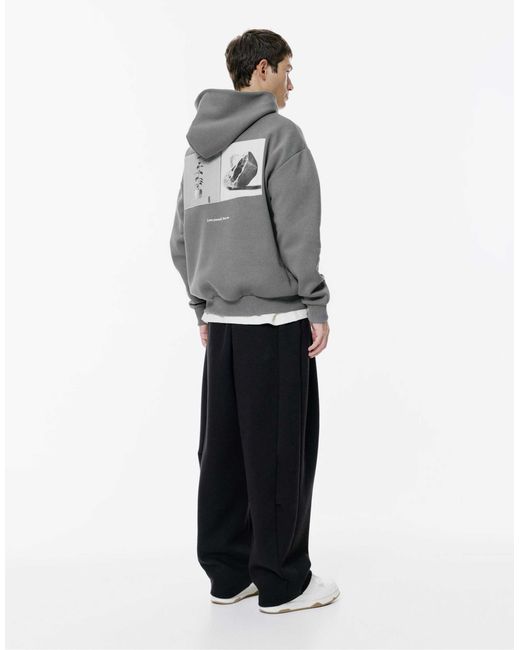 Sweat à capuche avec slogan - chiné Pull&Bear pour homme en coloris Gray