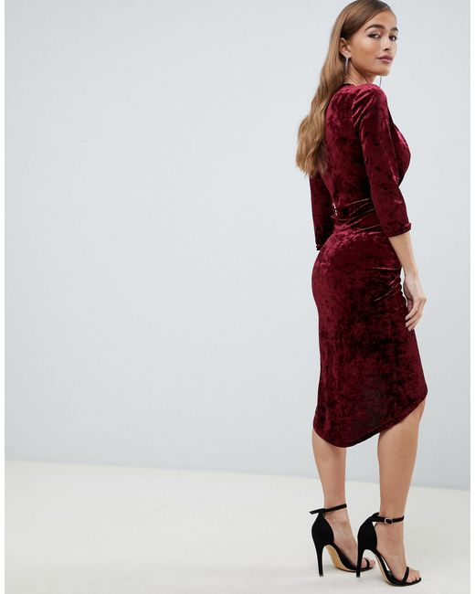 burgundy midi wrap dress