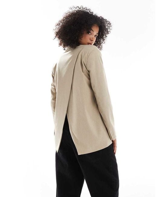 Pull&Bear Natural Oversized Blazer With Crossover Back Detail