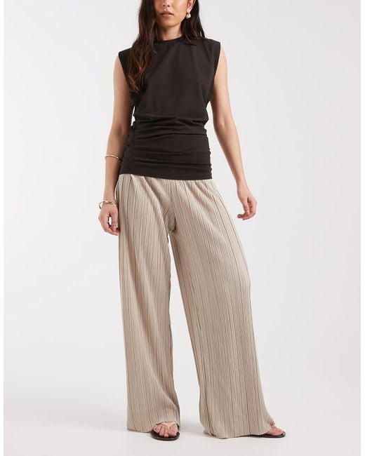 ONLY Natural Plisse Wide Leg Trousers