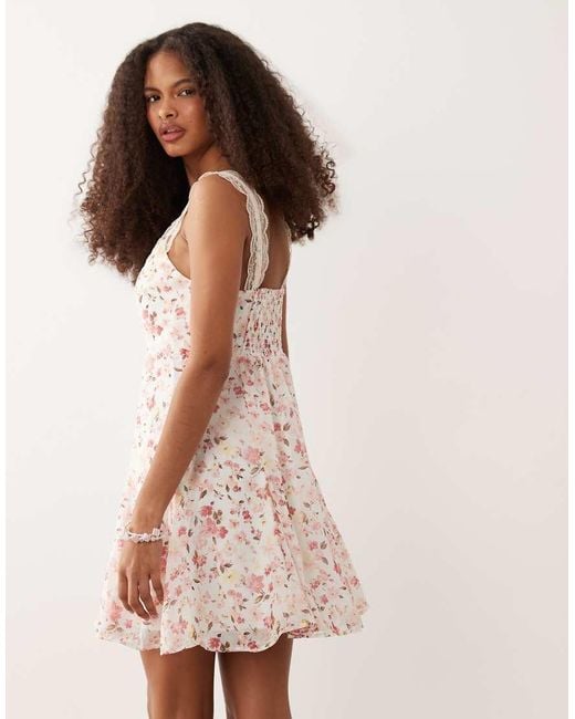 Abercrombie & Fitch Pink Lace Trim Mini Dress