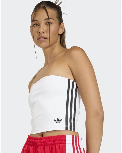 Adidas Originals Red 3 Stripes Tube Top