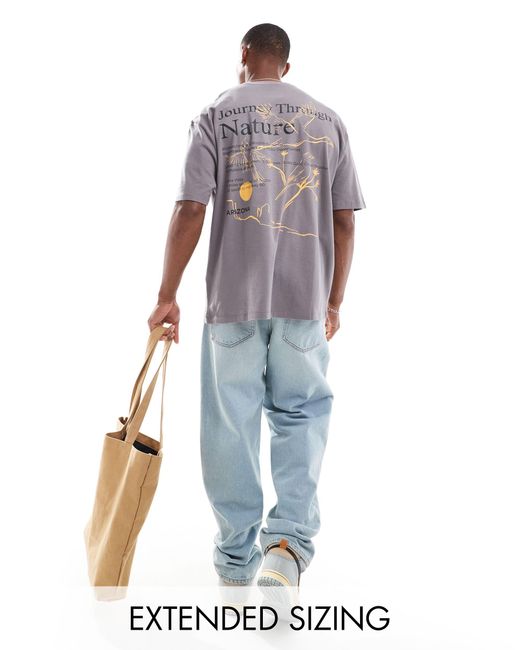 T-shirt oversize à imprimé paysage au dos ASOS pour homme en coloris Blue