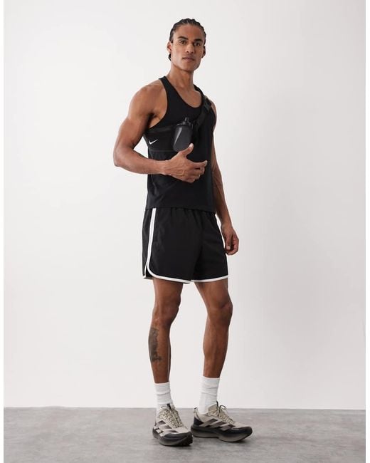 4505 Black Retro Woven 5" Side Stripe Sprinter Short With Zip Pockets for men