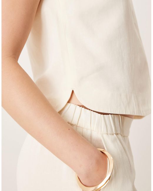 ASOS Natural High Neck Boxy Waistcoat With Linen