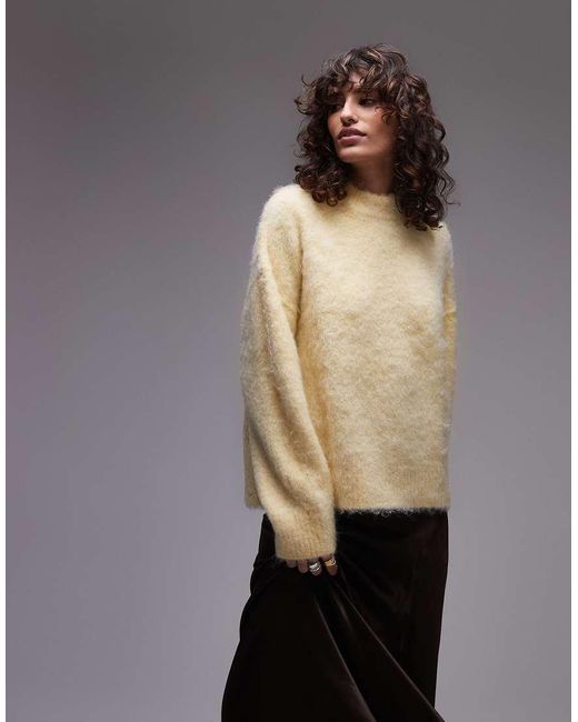 TOPSHOP Black Knitted Fluffy Relaxed Jumper