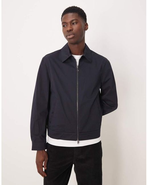 Chaqueta Con Solapas De Mezcla De Algodón De Mango de hombre de color Blue