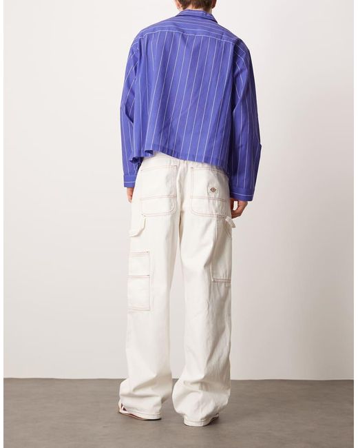 Dickies Blue Loose Fit Carpenter Denim Trousers With Contrast Stitching for men