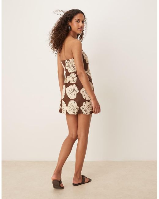 Abercrombie & Fitch Mini Bandeau-Jurk Met Skort Van Linnenmix in het Natural
