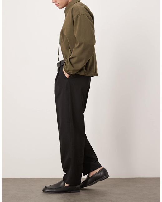 ASOS Black Smart Oversized Tapered Pants With Front Pleats for men