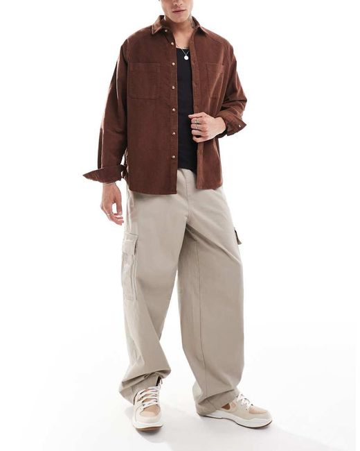 ASOS Brown 90's Oversized Cord Shirt for men