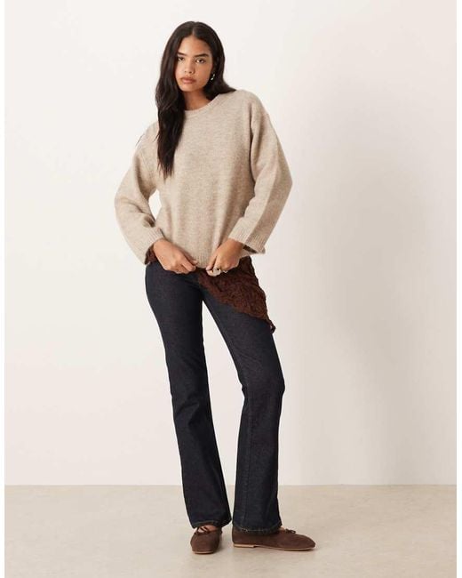 Gina Tricot Brown Crew Neck Knitted Wool Alpaca Sweater