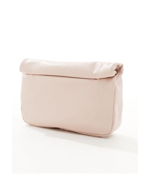 ASOS Pink Clutch Bag With Roll Top Closure