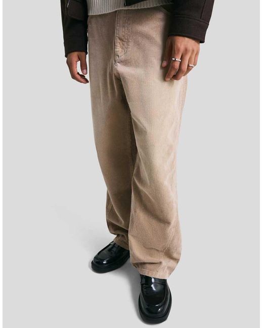 Bershka Natural Super baggy Corduroy Trousers for men