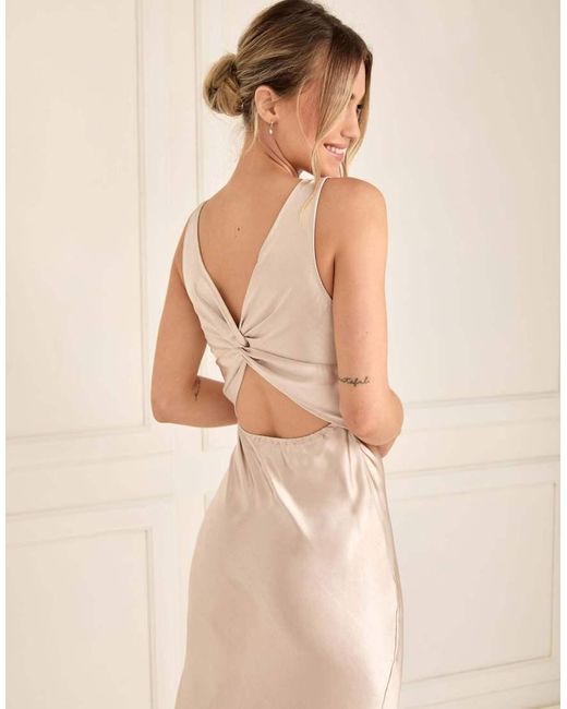 Six Stories Natural Twist Back Satin Bridesmaid Dress