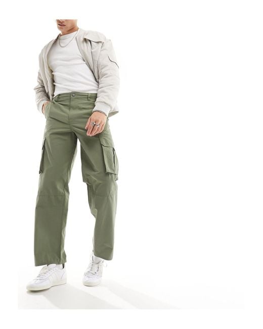 Pantalon cargo slim - kaki foncé