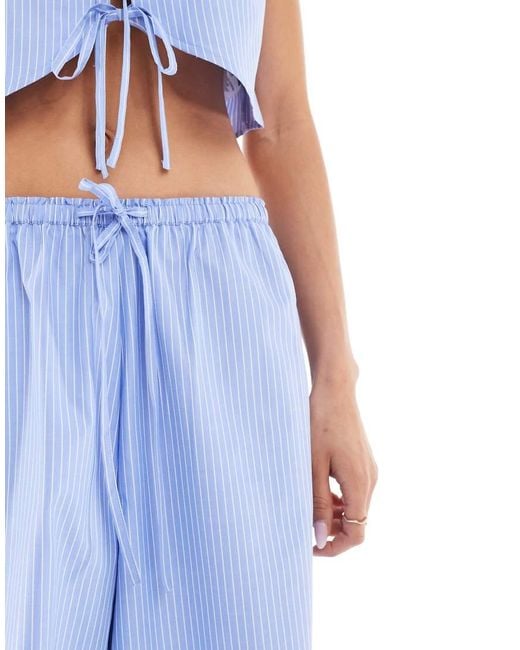 Wednesday's Girl Blue Striped Wide Leg Trouser Co-Ord